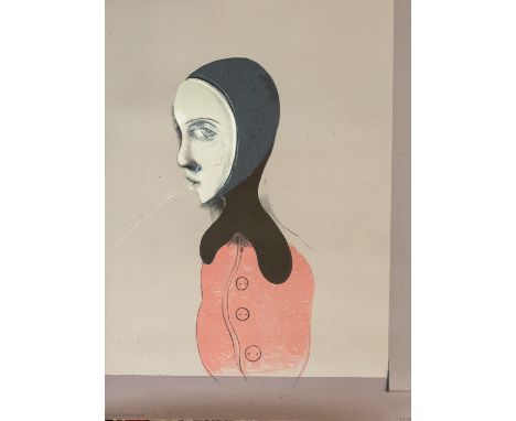 Cathrine Raben Davidsen (Danish, b. 1972). Composition, Portrait in Pink, Grey &amp; Blue, signed &amp; dated l.r., 2006, lim