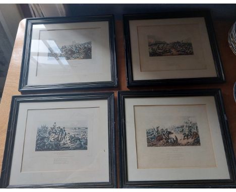 A set of four coloured aquatints "Battle of Waterloo" by M. Dubourg after I.H. Clark published by Edward Orme, 22.5cm x 27cm