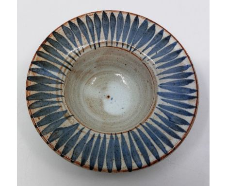 A Briglin Pottery stoneware dish circa 1970s.  Impressed mark Briglin.  Measures 17 cm across the rim and stands 4 cm deep Co