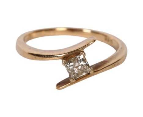 A 9ct gold diamond solitaire ring, size Q/R, diamond width approx 4mm 