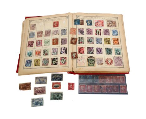 The Lincoln stamp album, a stock book of UK, Commonwealth and worldwide stamps, including Penny Reds and 2p Blues, India, Per