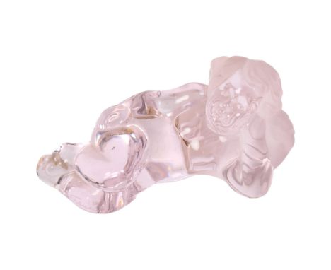 Daum, France, glass paperweight in the form of a reclining cherubGood overall condition, some light surface scratches 