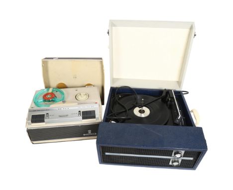 A Vintage BSR Fidelity portable record player, and a Grundig reel-to-reel tape recorder, model TK14L (2) 