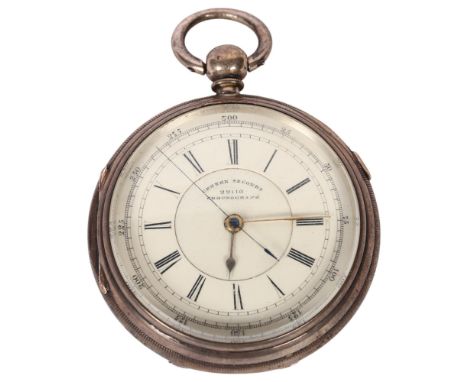 E WISE, MANCHESTER - a 19th century silver-cased centre seconds chronograph pocket watch (22110), case width 58mm approx, hal