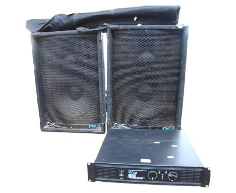 A W Audio DA1000 Series Pro-Power amplifier, a pair of OHM RW3 300 watt floor standing speakers, with associated stands and w