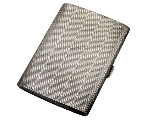 A George V silver cigarette case, with engine turned decoration, Birmingham 1924, 2.50oz. 