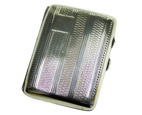 A George V silver cigarette case, with engine turned decoration, square vacant reserve, Birmingham 1927, 2.32oz.