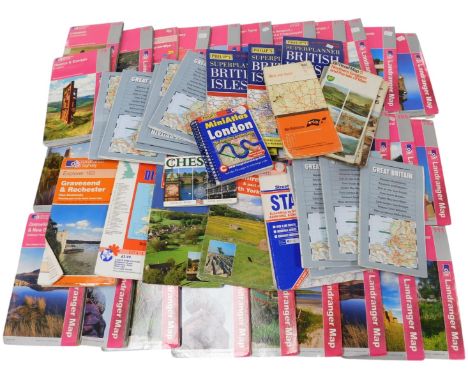 Ordnance Survey and Landranger maps, Philip's Super Planner British Isle maps,  Reise Maps of Great Britain, etc. (1 basket)