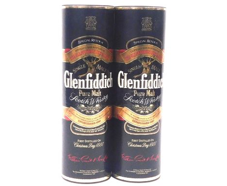 Two bottles of Glenfiddich Single Malt Scotch whisky, 70cl, cased.