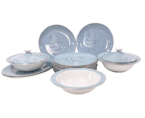 A Royal Doulton porcelain Forest Glade pattern part dinner and coffee service, comprising a pair of vegetable tureens and cov