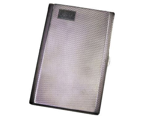 A George VI silver cigarette case, with engine turned decoration, rectangular reserve monogram engraved, Birmingham 1937, 6.0