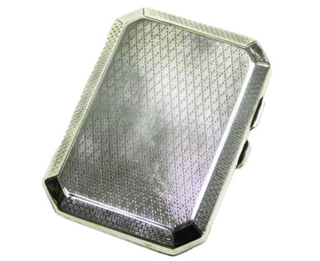 A George V silver cigarette case, with engine turned decoration, Birmingham 1930, 2.85oz.
