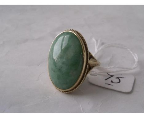 A large 9ct jade set dress ring approx size 'N'   