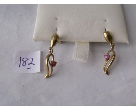 A pair of 9ct & ruby drop earrings     