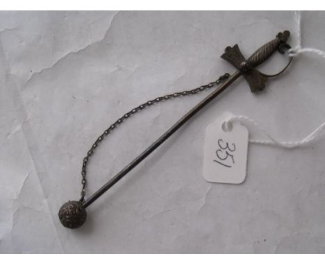 A silver sword cloak clasp 4" long 5.8g