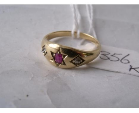 18ct gold mounted ruby & diamond gypsy ring approx   size  'L'        