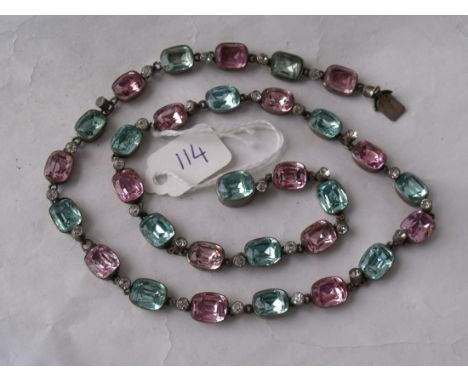 A vintage multi stone paste set necklace    