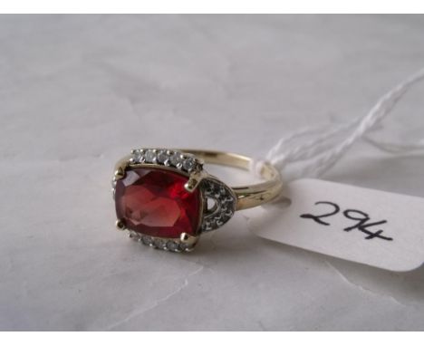 A 9ct ruby Deco style ring approx size 'N'    