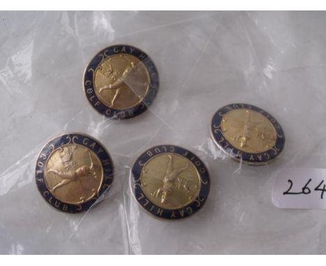 A set four golfing buttons in gold, silver and enamel.   Birm 1926         