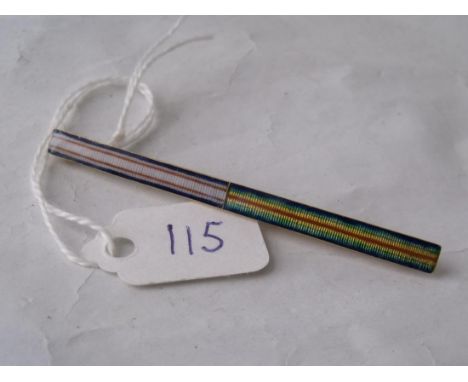 A narrow 18ct gold & enamel bar brooch 6cm long 5.2g  