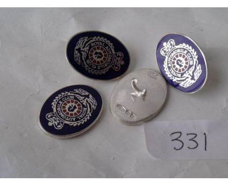 Pair of silver & enamel Royal Automobile Club gents    cufflinks 18g       