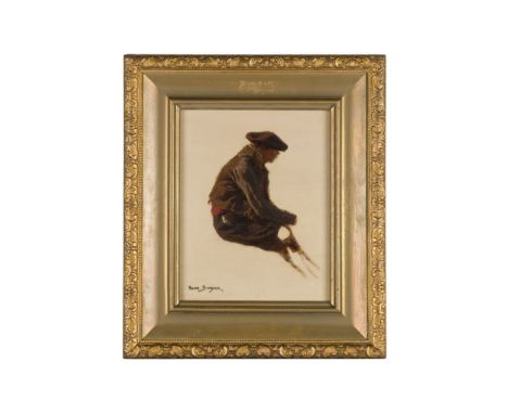 ROSA BONHEUR (FRENCH 1822-1899)  SKETCH OF A SEATED GENTLEMAN   signed, stamp of the Vente Rosa Bonheur 1900 on stretcher ver