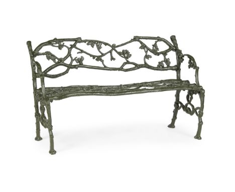 VICTORIAN PAINTED CAST IRON 'OAK, TWIGG AND SERPENT' GARDEN BENCH  19TH CENTURY   painted green  132cm long, 82cm high, 37cm 