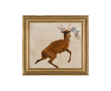 ROSA BONHEUR (FRENCH 1822-1899)  SKETCH OF A DEER   signed, stamp of the Vente Rosa Bonheur 1900 on stretcher verso, oil on c