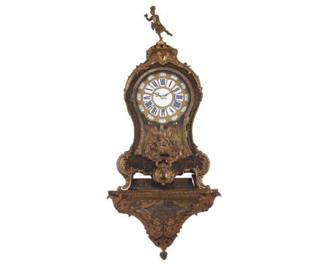 LOUIS XV STYLE BOULLE BRACKET CLOCK AND BRACKET  19TH CENTURY   the waisted case surmounted by a gilt metal figure of Perseus