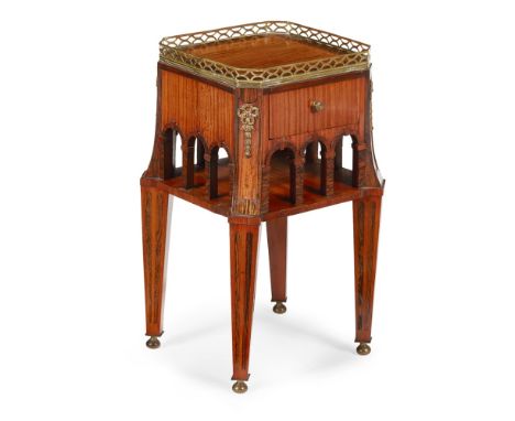 DUTCH NEOCLASSICAL SATINWOOD AND COROMANDEL VASE STAND  LATE 18TH CENTURY  of neat size, the square top with a pierced brass 