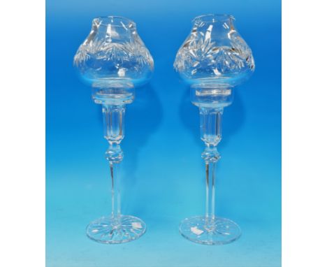 A pair of Waterford Crystal candle lamp stands