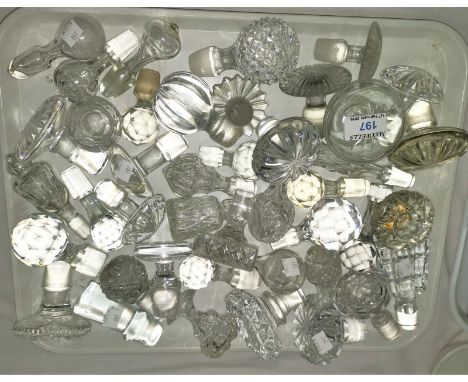 A large selection of various cut glass and other decanter/bottle stops 