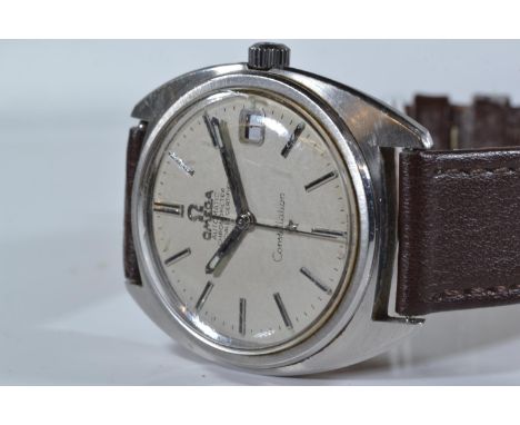 Omega automatic chronometer Constellation watch with day aperture, late 1960s, with case & 2010 service papersGWO, Non Omega 