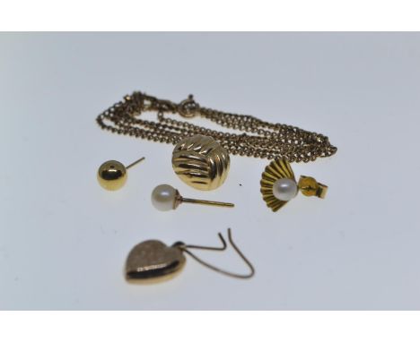 9ct gold neck chain, circumference 490mm, 3.15 grams, together with 1.86 grams scrap of 9ct gold & tested 9ct gold yellow met