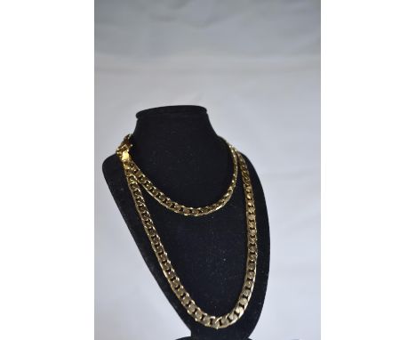 9ct gold curb link neck chain, circumference 610mm, 42.42 grams 