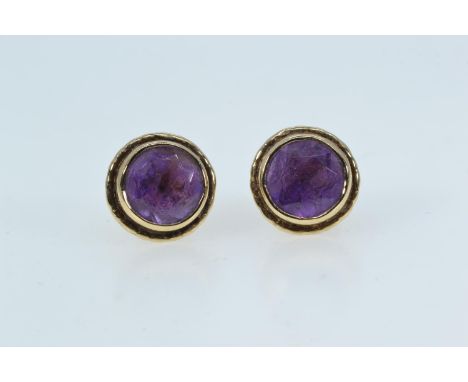 Pair of 9ct gold & amethyst ear studs, gross weight 2.67 grams, with non gold butterflies 