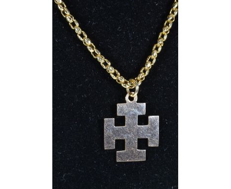 9ct gold cross pendant & yellow metal chain, chain tests positive for 9ct gold, chain circumference 470mm, gross weight 11.46