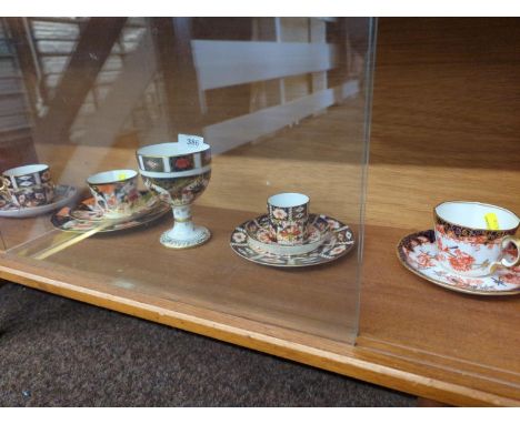 Royal Crown Derby imari pattern pieces, including a goblet dated 1975, 12.3cm high, a trio dated 1918, coffee can & saucer da