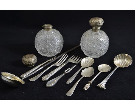 George III sauce ladle, maker TN, London 1778, a George III silver wood handled toddy spoon, maker Thomas Morley, London, tog