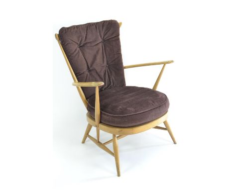Ercol 359 Windsor easy chair. Vintage blue label. Seat height 31cm (not inc. cushion)Slight wear to arms. One webbing strap A