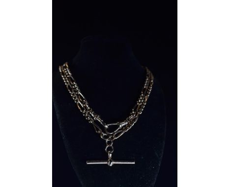 9ct gold T-bar & chain, circumference 580mm, 30.57 grams 