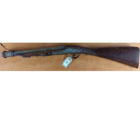 Victorian blunderbuss rifle, inscribed Royal Exchange London, crown over V stamp, other stamps indecipherable, overall length
