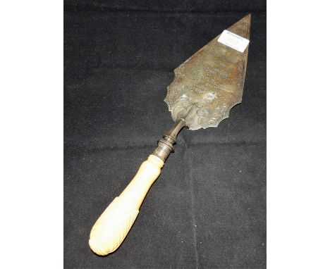 An EPNS presentation trowel with ivory handle, primitive Methodist New Chapel, Wellington Road, Stockport, Sep 18/1880