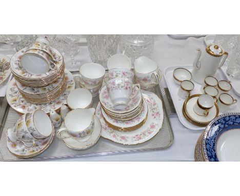 A Foley "Somerset" part dinner and tea service, 35 pieces approx; a Colclough part tea service; 2 part coffee services
