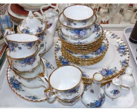 A Royal Albert "Moonlight Rose" 6 setting dinner and tea service, 30 pieces approx