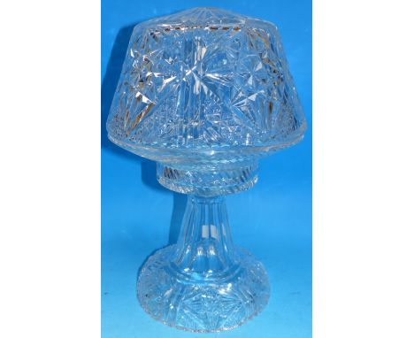 A large cut crystal table lamp and shade