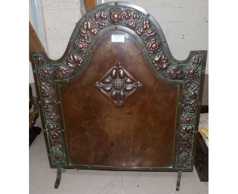 An Arts & Crafts copper and bronze firescreen, 25"