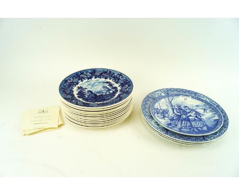 A group of Spode blue and white plates