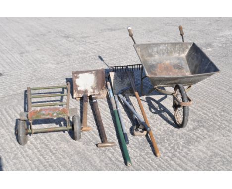 Sack truck,wheelbarrow and tools
