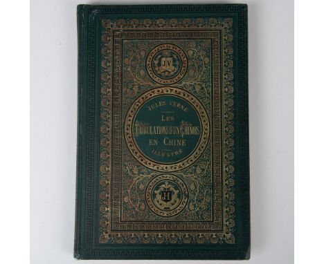 First edition single volume with green cover from Hetzel's French edition Aux Initiales Dorees, JV, Voyages Extraordinaires b